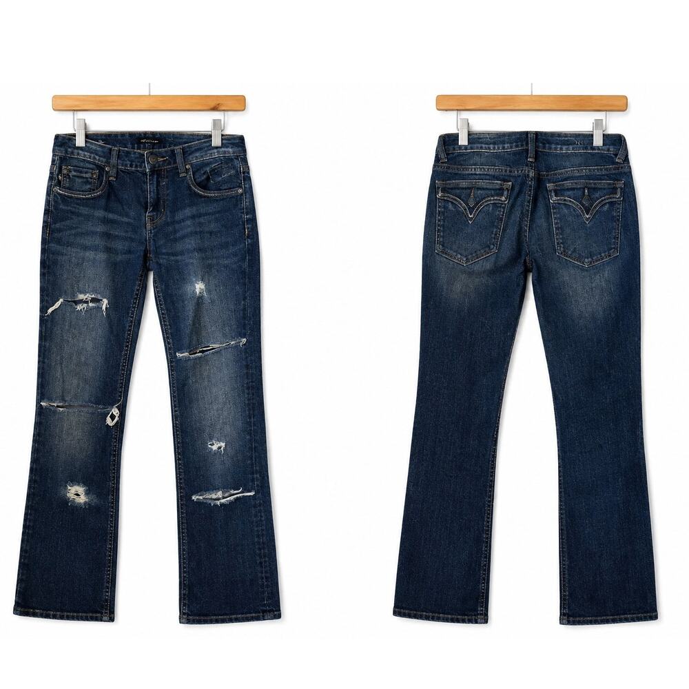 Vigoss Studio P6159A Jeans Women's 28 Bootcut Distressed Stretch Dark Wash